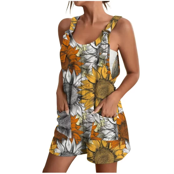 Rompers for Women Summer Wide Leg Jumpsuits Tie Knot Strap Shorts Romper Comfy Casual Overalls with Pockets - Image 3